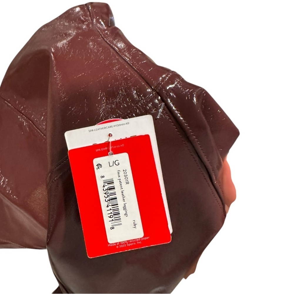 Spanx‎ Faux Patent Leather Leggings Large Burgundy Ruby - Picture 11 of 14